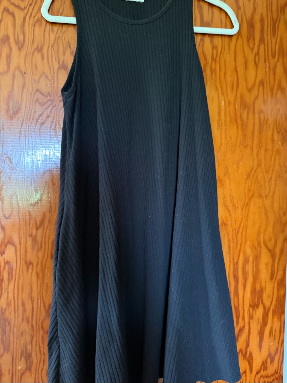 Source Unknown Black Ribbed A-Line Midi Dress